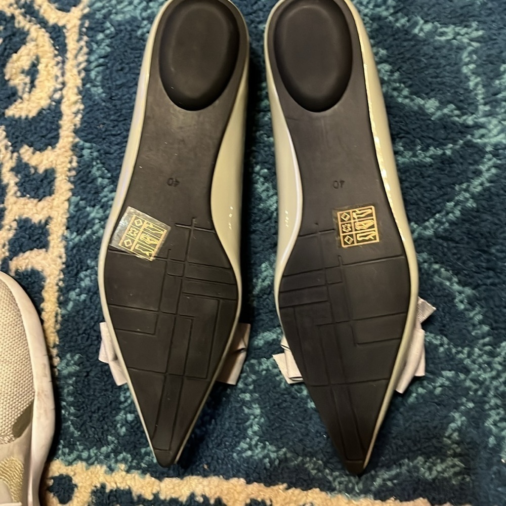 Caparravino Sage Green Patent Pointed Bow Ballet Flat - Picture 9 of 9